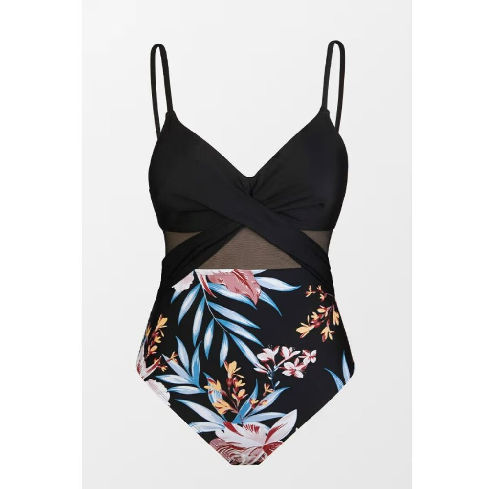 Cupshe Greenland Aurora Mesh Cutout Wrap Front One Piece Swimsuit XS